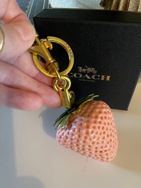 NWOT COACH Pink Strawberry Charm Keychain